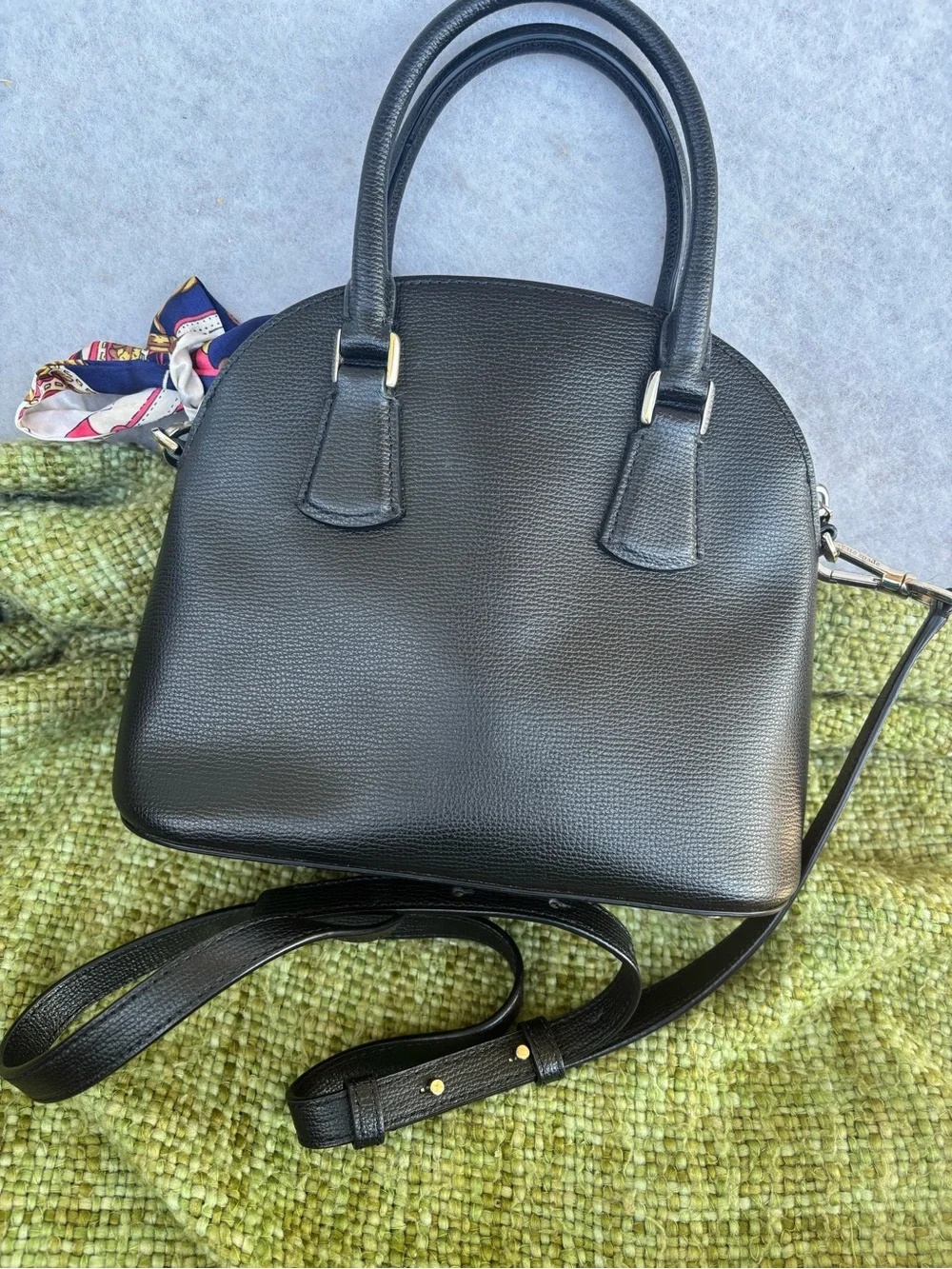 kate spade black dome satchel with detachable strap